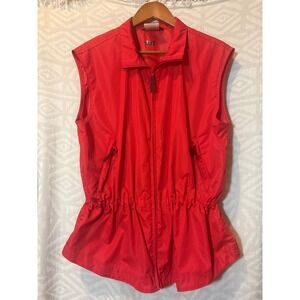 REI Vintage Women's Vest XL Red‎ Full Zip Pockets Drawstring Waist Sleeveless